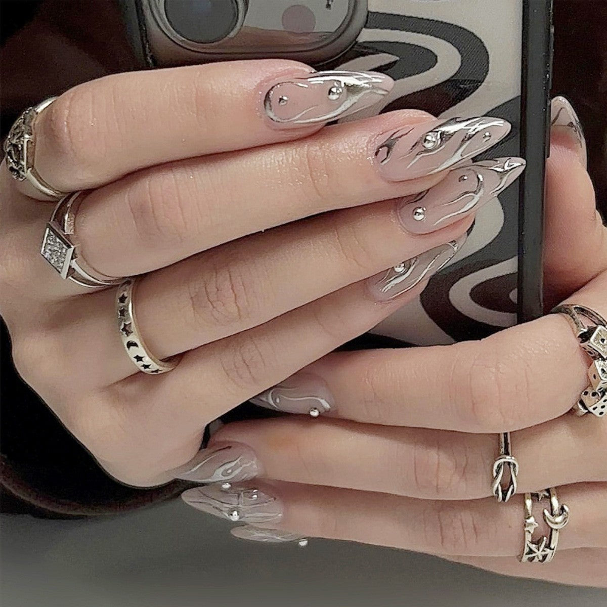 Metallic Silver Swirl